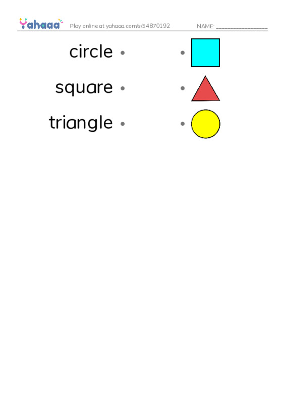 Draw a line to match worksheet for shapes