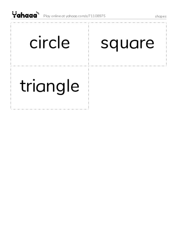 Word flashcards worksheet for shapes