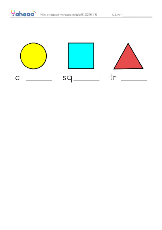 Finish the word worksheet for shapes