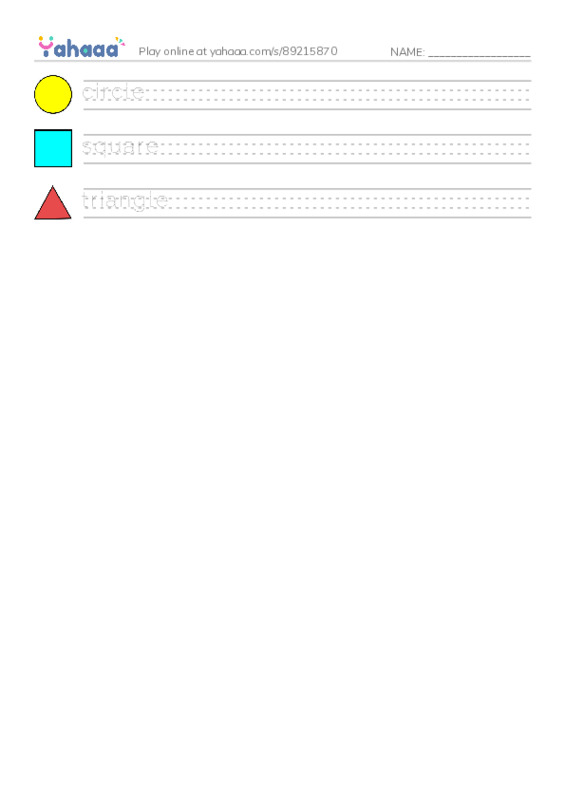 Handwriting lines worksheet for shapes