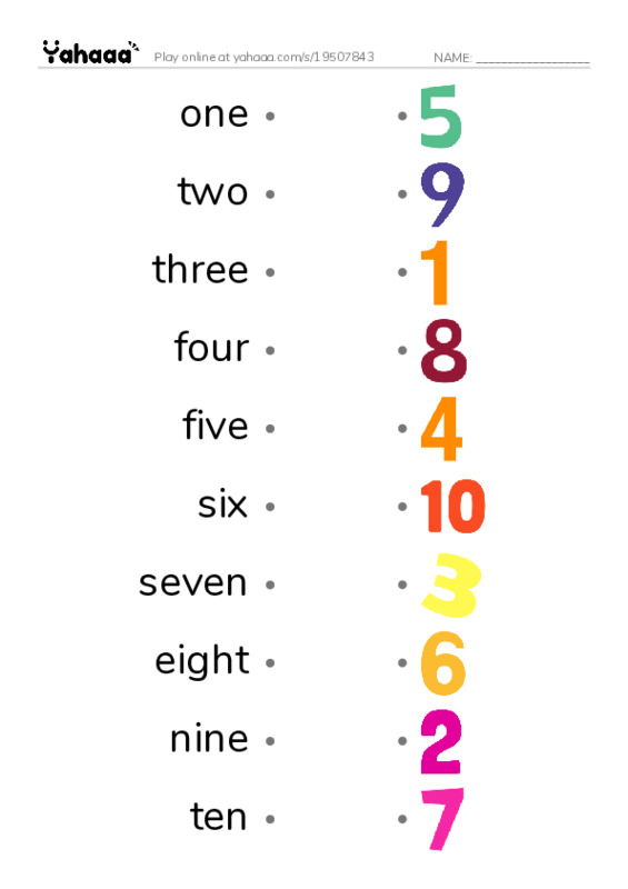 Draw a line to match worksheet for number