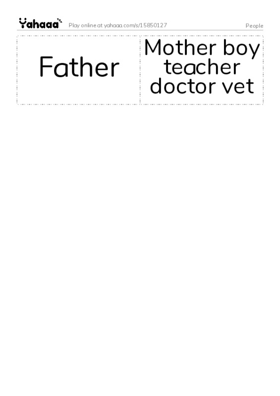 Word flashcards worksheet for People