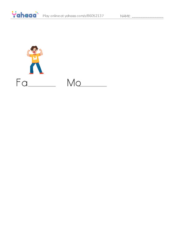 Finish the word worksheet for People