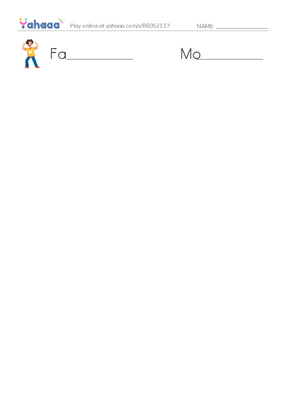 Write the word rows worksheet for People