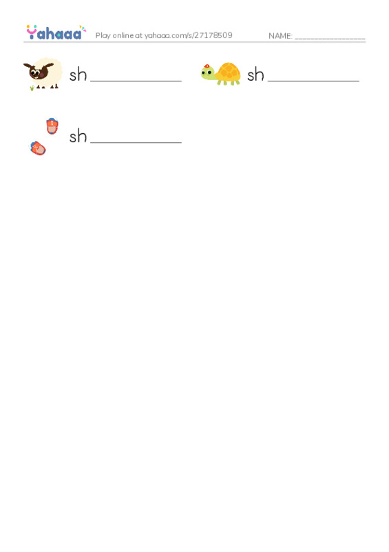 Write the word rows worksheet for sh words