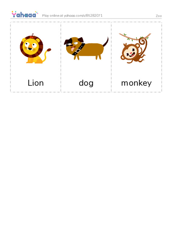 Picture flashcards worksheet for Zoo