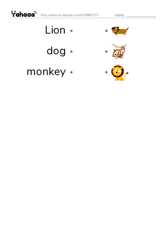 Draw a line to match worksheet for Zoo