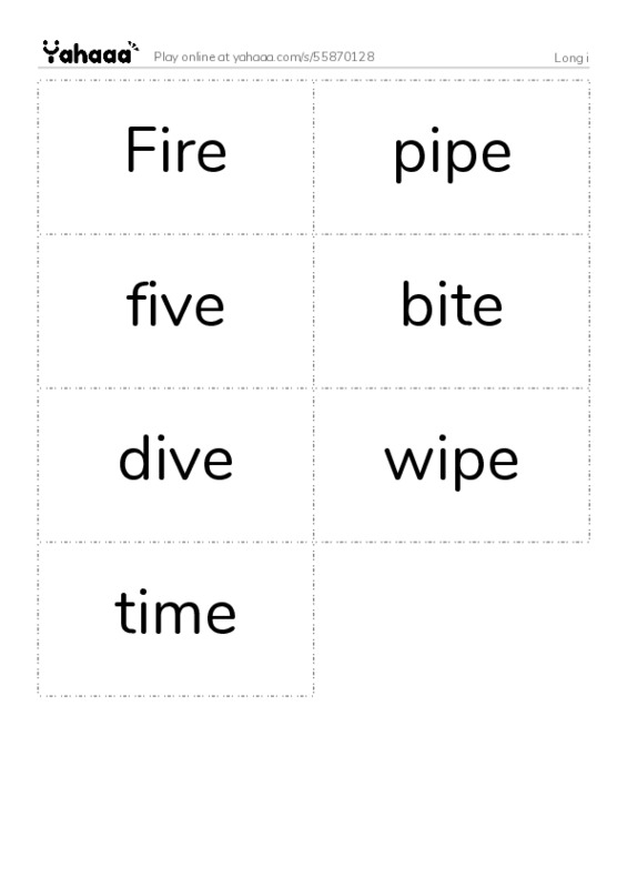 Word flashcards worksheet for Long i