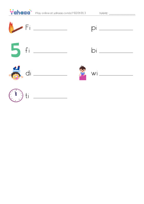 Write the word rows worksheet for Long i