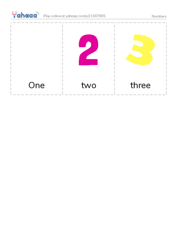 Picture flashcards worksheet for Numbers