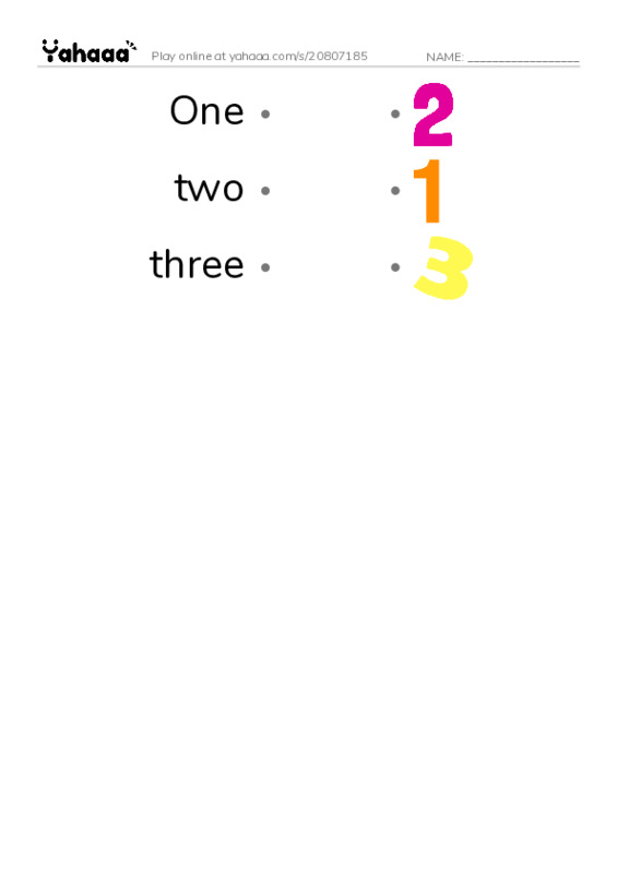 Draw a line to match worksheet for Numbers