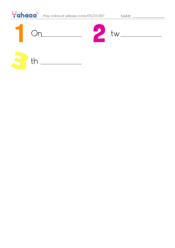 Write the word rows worksheet for Numbers