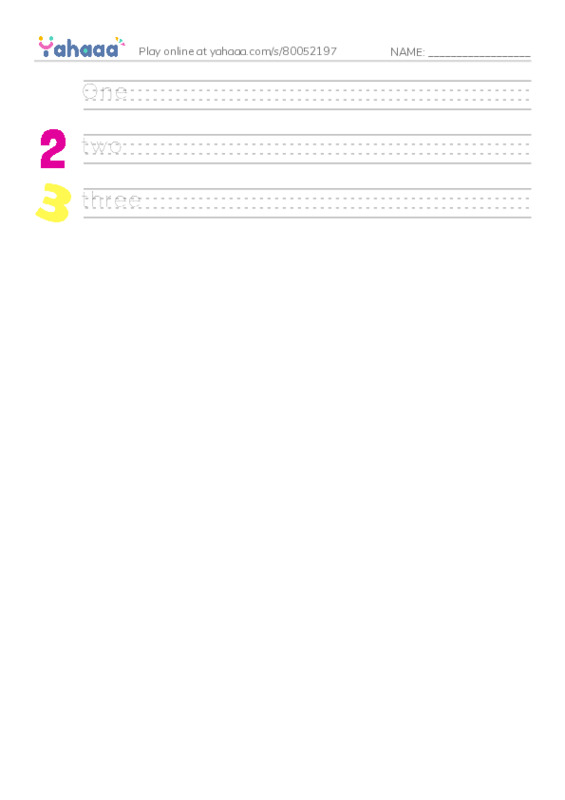 Handwriting lines worksheet for Numbers