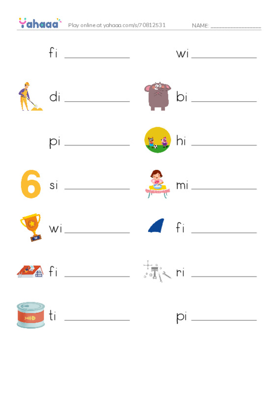 Write the word rows worksheet for short vowels / i