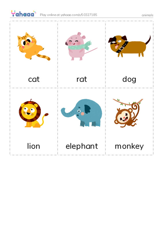 Picture flashcards worksheet for animals