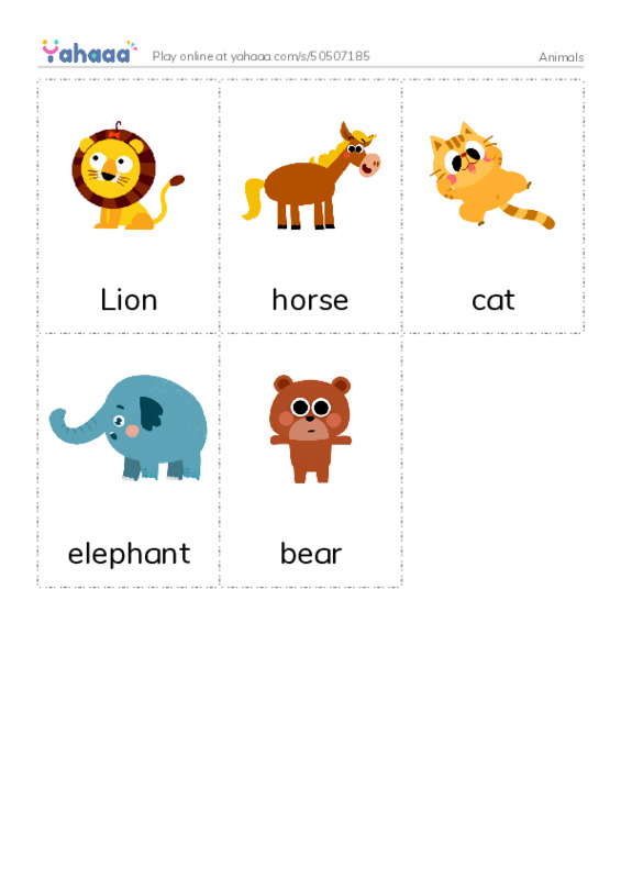 Picture flashcards worksheet for Animals