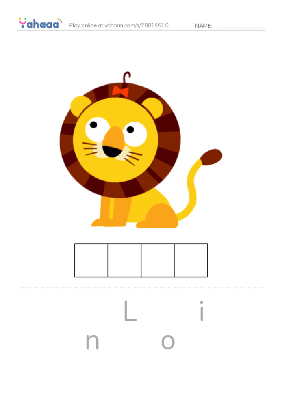 Letter scramble puzzle worksheet for Animals