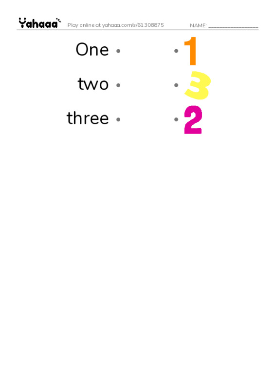 Draw a line to match worksheet for Numbers