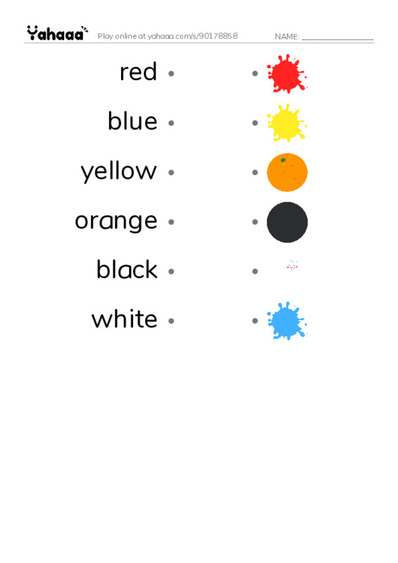 Draw a line to match worksheet for colours