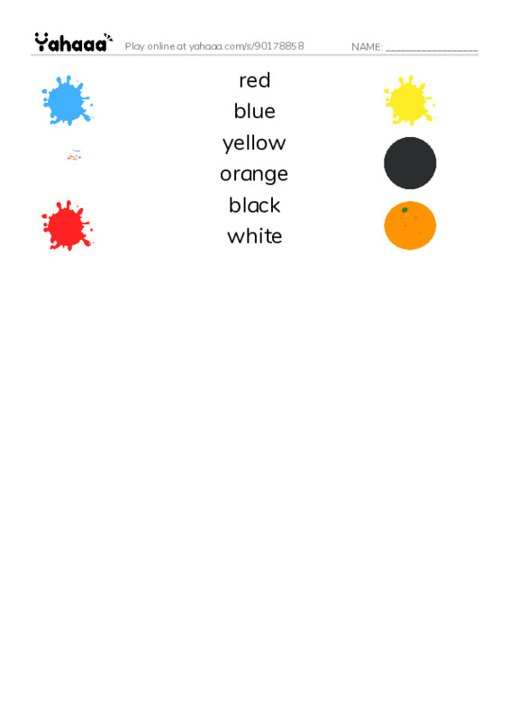 Match both sides worksheet for colours