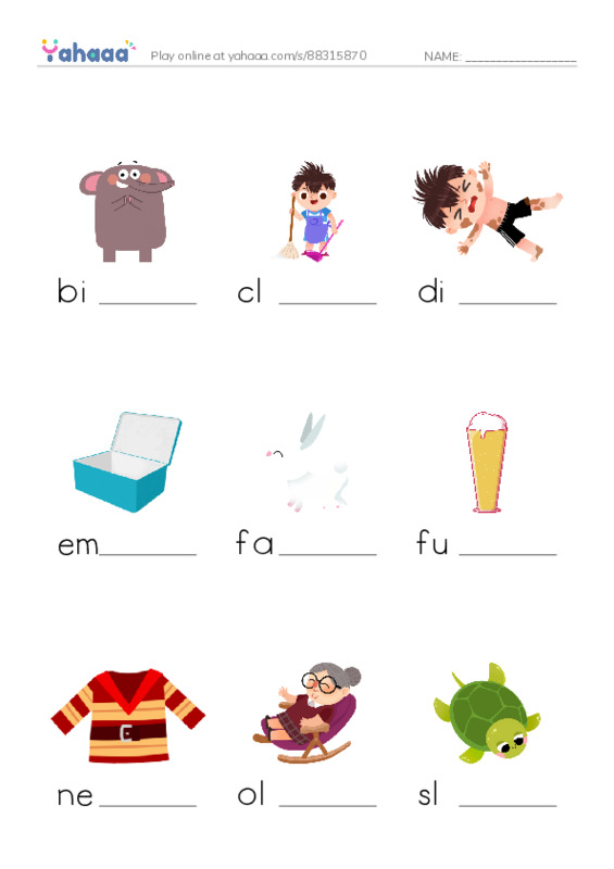 Finish the word worksheet for big, clean, dirty and 29 more