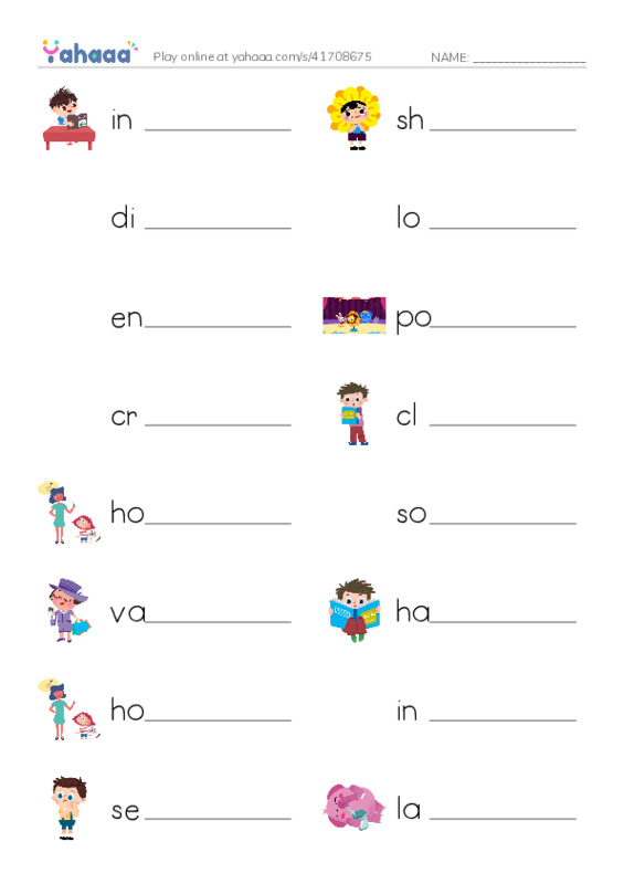 Write the word rows worksheet for intelligent, shy, dishonest and 19 more