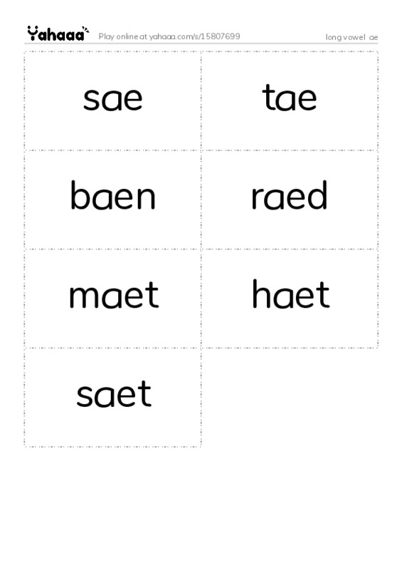 Word flashcards worksheet for long vowel  ea