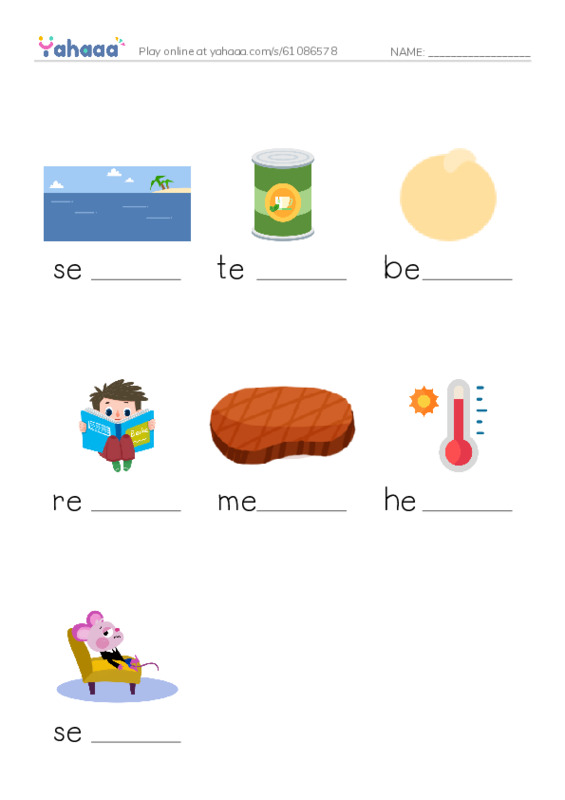 Finish the word worksheet for long vowel  ea