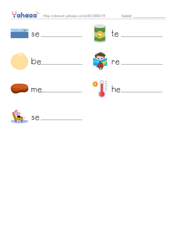 Write the word rows worksheet for long vowel  ea