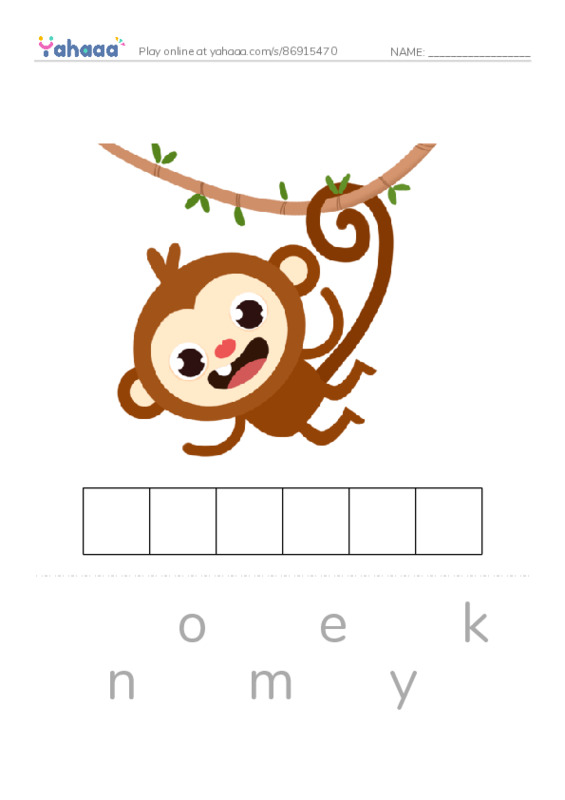 Letter scramble puzzle worksheet for long vowel  ey