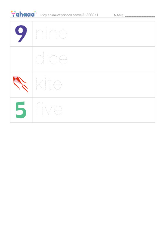 Picture and word rows worksheet for long vowel  i-e