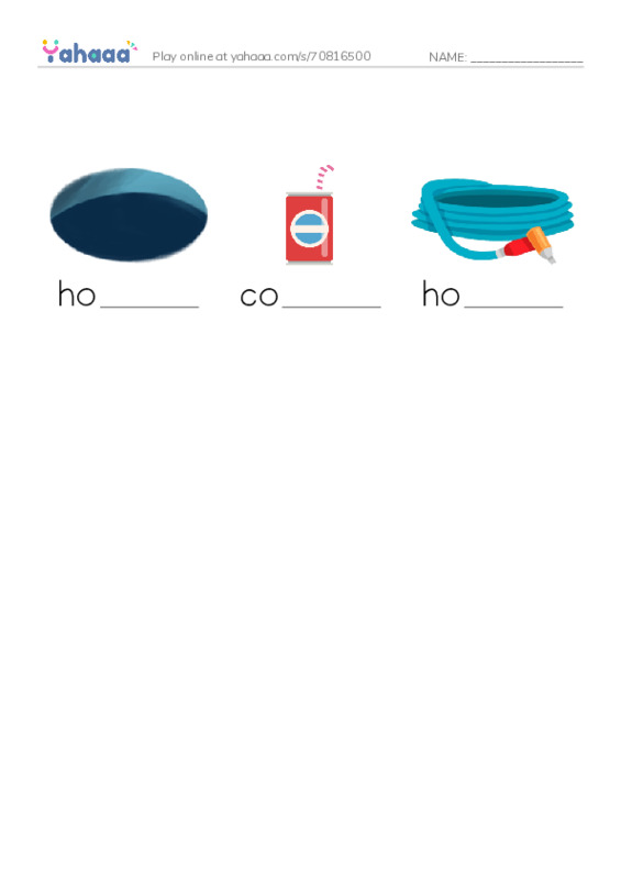 Finish the word worksheet for long vowel o-e