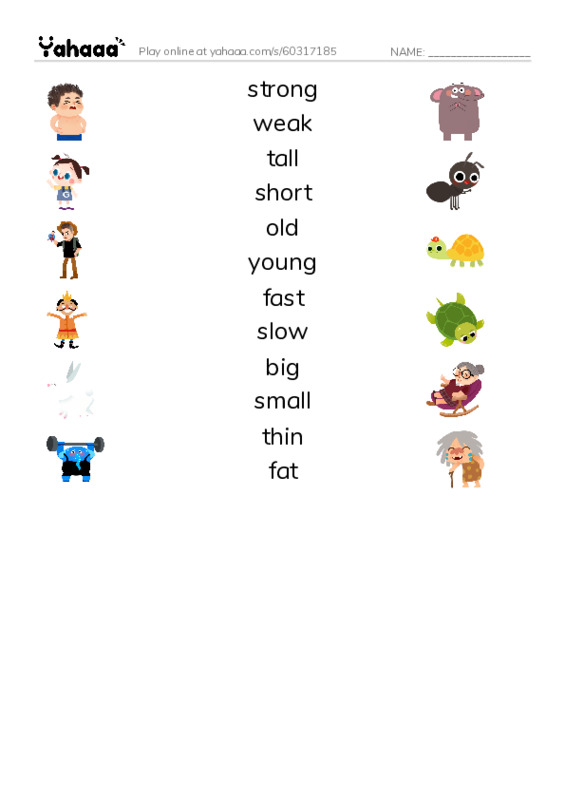 Match both sides worksheet for Adjectives