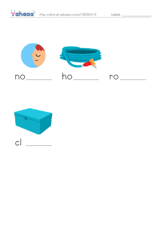 Finish the word worksheet for long vowel ose