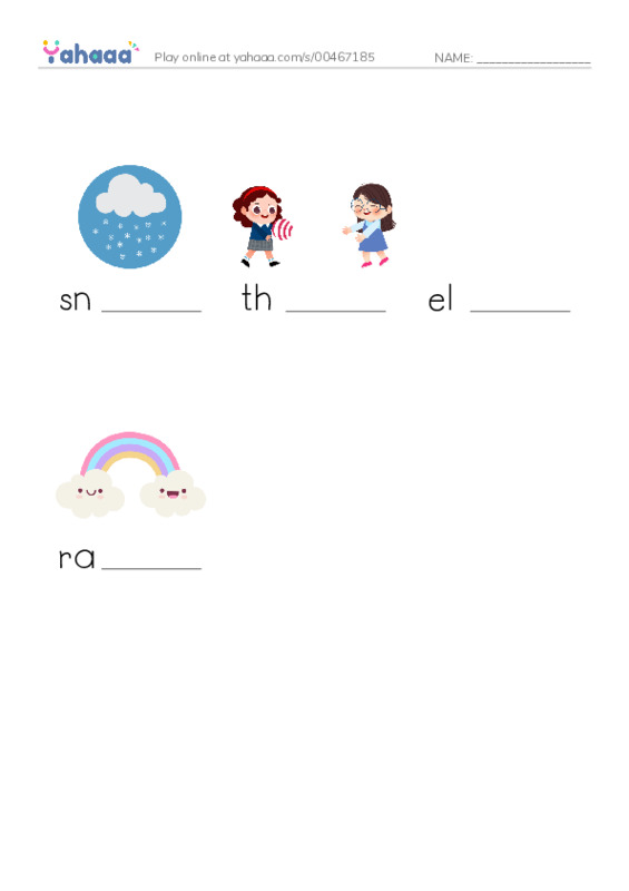 Finish the word worksheet for long vowel ow