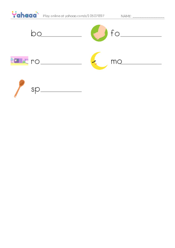 Write the word rows worksheet for long vowel oo