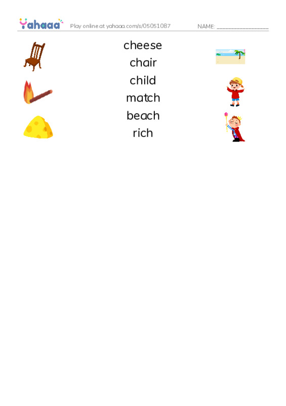 Match both sides worksheet for Digraphs ch