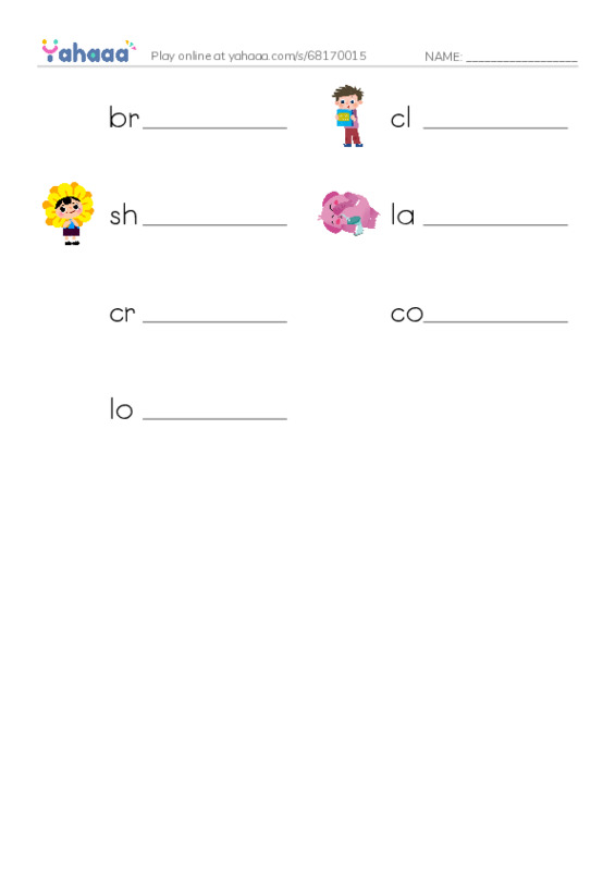 Write the word rows worksheet for brave, clever, shy and 4 more