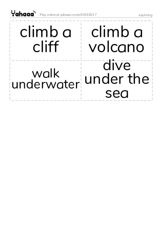 Word flashcards worksheet for exploring