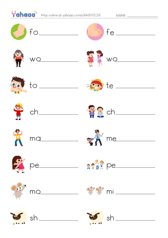Irregular Plural Nouns PDF worksheet writing row