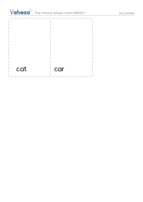 Picture flashcards worksheet for Zoo animals