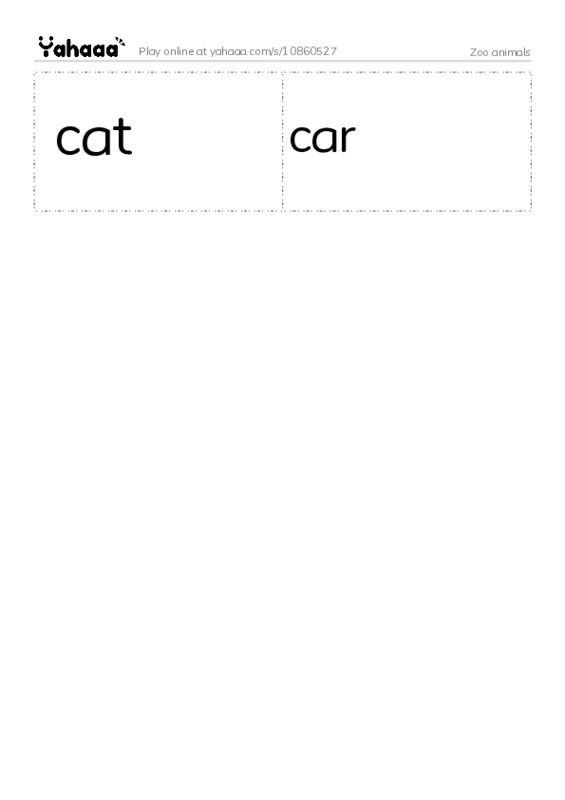 Word flashcards worksheet for Zoo animals