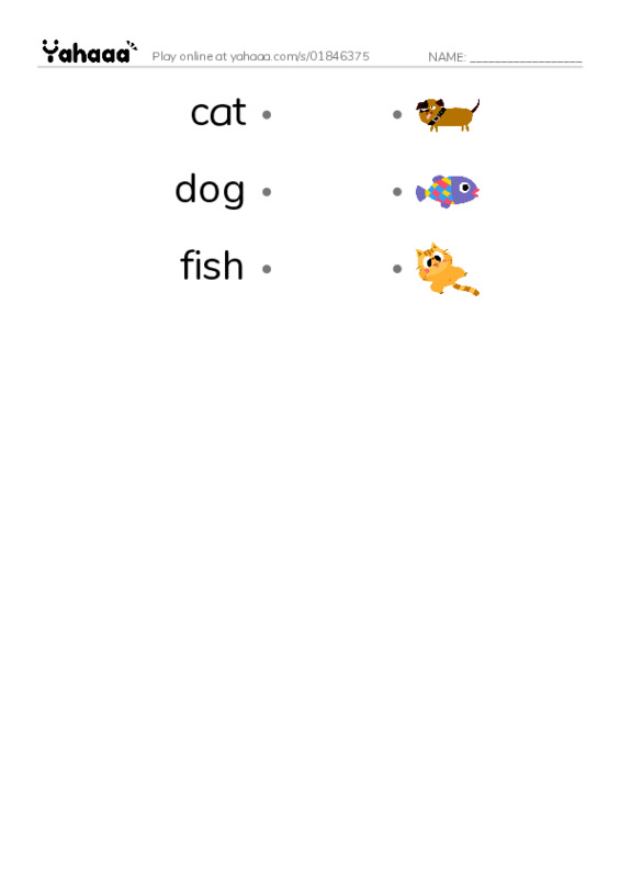 Draw a line to match worksheet for cat