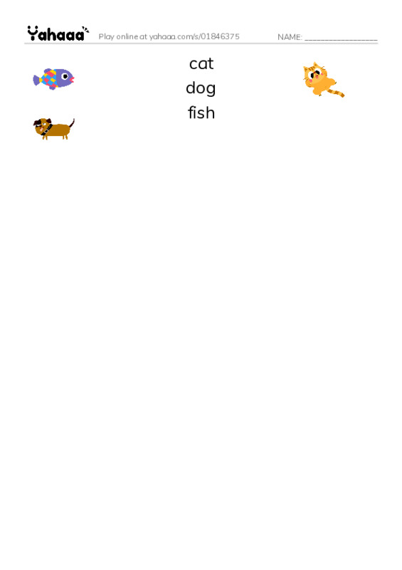 Match both sides worksheet for cat