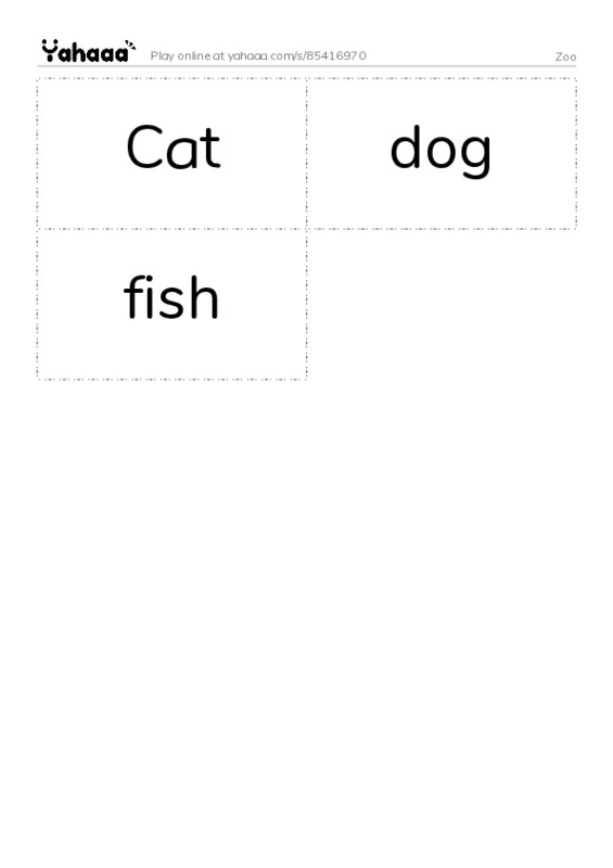 Word flashcards worksheet for Zoo