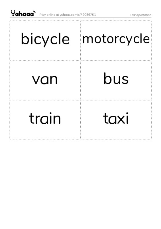 Transportation PDF two columns flashcards