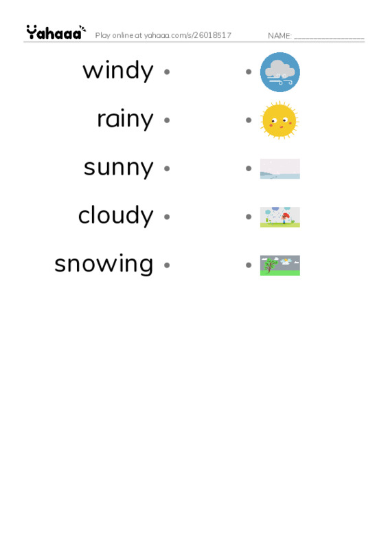 Draw a line to match worksheet for What is the Weather like?