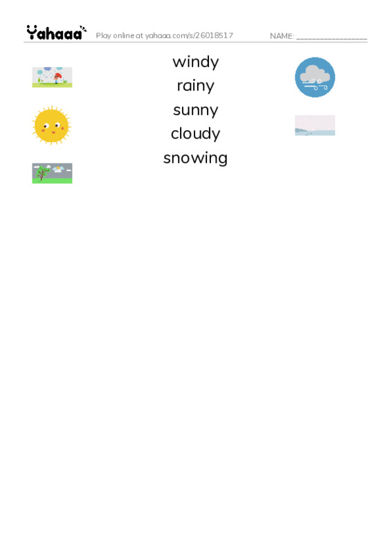 Match both sides worksheet for What is the Weather like?