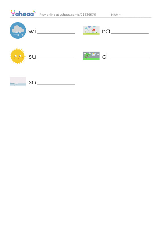 Write the word rows worksheet for What is the Weather like?