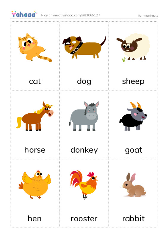Picture flashcards worksheet for farm animals